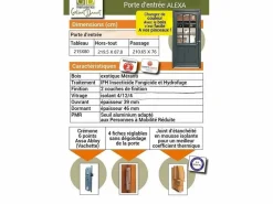 Hot GD Menuiseries Puerta de Entrada de Madera Exo Modelo 'alexa' 215X80 Zurda con Manilla y Barril sin manilla Gris