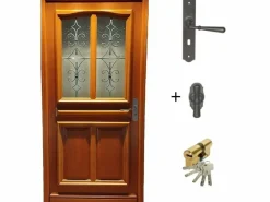 Sale Puerta de entrada de madera acristalada, Vauban, Al.215xl.90 p.izq + Tirador Y Cilindro (ref 010403RFP) Tabla Dimensiones sin manilla Puerta De Entrada