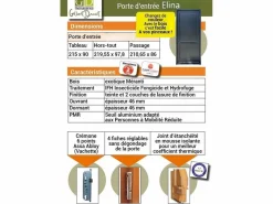Discount GD Menuiseries Puerta de Entrada de Madera Exo Modelo 'Elina' 215X90 Derecha con sin manilla Gris antracita