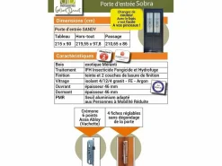 Online Puerta de entrada de madera acristalada, Sobra, Al.215xl.90 p.izq + Tirador Y Cilindro (ref 010403FP) Lateral de mesa sin manilla Puerta De Entrada