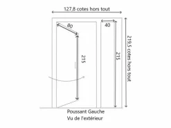 GD Menuiseries Puerta de Entrada Escalonada Modelo 'Vauban' Dimensión 215 X 120 Empuje Izquierdo (Dimensiones de la Tabla) sin manilla