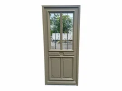 Discount GD Menuiseries Puerta de entrada Madera vítrea, Baptiste Vert Ral 7002, H,200xl,90 p, izquierda Dimensiones Cuadro sin manilla Gris