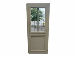 Discount GD Menuiseries Puerta de entrada Madera vítrea, Baptiste Vert Ral 7002, H,200xl,90 p, izquierda Dimensiones Cuadro sin manilla Gris