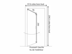 Discount GD Menuiseries Puerta de entrada Madera vítrea, Baptiste Vert Ral 7002, H,200xl,90 p, izquierda Dimensiones Cuadro sin manilla Gris
