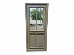 GD Menuiseries Puerta de entrada Madera vítrea, Baptiste Vert Ral 7002, H,215xl,90 p, derecha Dimensiones Cuadro sin manilla