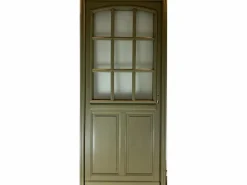 Discount GD Menuiseries Puerta de entrada Madera vítrea, Andore RAL 7002, H,215xl,80 p,izquierda Dimensiones Cuadro sin manilla Color natural claro