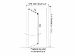 Discount GD Menuiseries Puerta de entrada Madera vítrea, Andore RAL 7002, H,215xl,80 p,izquierda Dimensiones Cuadro sin manilla Color natural claro