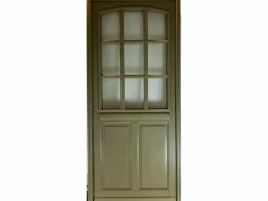 GD Menuiseries Puerta de entrada Madera vítrea, Andore RAL 7002, H,215xl,90 p, derecha Dimensiones Cuadro sin manilla