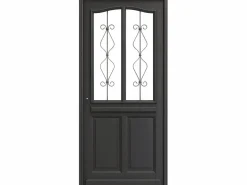 Clearance GD Menuiseries Puerta de entrada Madera vítrea, Sandro gris RAL7016, H,215xl,90 p, derecha Cote Tableau sin manilla Color natural claro