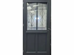 Clearance GD Menuiseries Puerta de entrada Madera vítrea, Sandro gris RAL7016, H,215xl,90 p, derecha Cote Tableau sin manilla Color natural claro