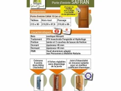 Outlet GD Menuiseries Puerta de Entrada Modelo Azafrán Dimensión 215X90 Derecha Pousant sin manilla Marru00f3n