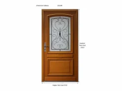 New GD Menuiseries Puerta de Entrada Perret Modelo 215X90 Empuje Izquierdo (Dimensiones de la Tabla) sin manilla Marru00f3n