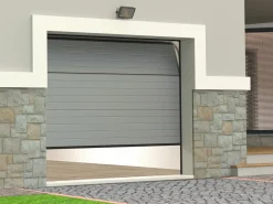 Clearance Vente-unique Puerta de garaje seccional motorizada efecto ranurado NORIA Gris