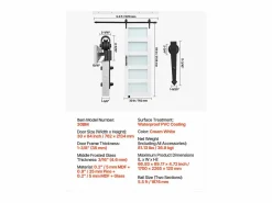 Puerta de Granero Corrediza SucceBuy, 76.2 x 213.4 cm, de Panel de MDF, Kit de Puerta Corrediza con Kit de Herrajes, Superficie de PVC Impermeable