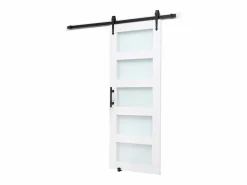 Puerta de Granero Corrediza SucceBuy, 76.2 x 213.4 cm, de Panel de MDF, Kit de Puerta Corrediza con Kit de Herrajes, Superficie de PVC Impermeable