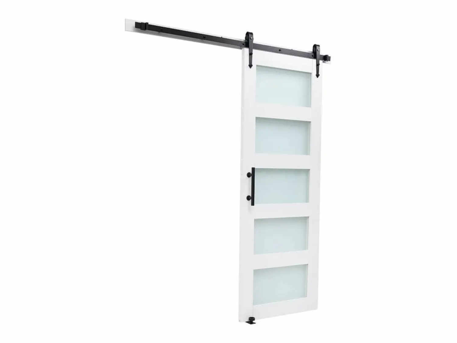 Puerta de Granero Corrediza SucceBuy, 76.2 x 213.4 cm, de Panel de MDF, Kit de Puerta Corrediza con Kit de Herrajes, Superficie de PVC Impermeable