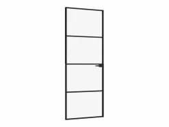 Clearance Puerta de interior vidrio templado y aluminio 76x201,5 cm ES108406 Negro