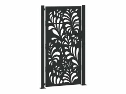 Puerta de jardín negra 105x180 cm diseño ondulado de acero