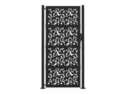 Online Puerta de jardín negra 105x205 cm diseño de hoja de acero Puerta De Entrada