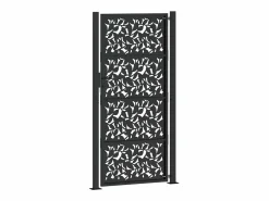Online Puerta de jardín negra 105x205 cm diseño de hoja de acero Puerta De Entrada