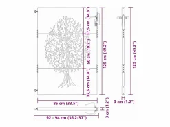 Puerta de jardín, Puerta de jardín 85x75 cm Diseño de árbol en acero Corten