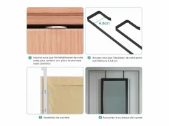 Discount DripeX Puerta de la pared colgante de espejo 110x33cm, longitud del espejo completo en vidrio templado con 2 ganchos de suspensión para puerta, altura ajustable - Negro