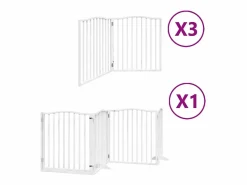 Clicnbuy Puerta de perros plegable 10 paneles madera álamo blanca 800 cm