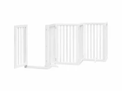 Clicnbuy Puerta de perros plegable 15 paneles madera álamo blanca 750 cm