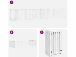 Clicnbuy Puerta de perros plegable 15 paneles madera álamo blanca 750 cm