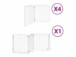 Clicnbuy Puerta de perros plegable 12 paneles madera álamo blanca 960 cm