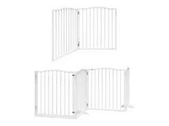 Clicnbuy Puerta de perros plegable 12 paneles madera álamo blanca 960 cm