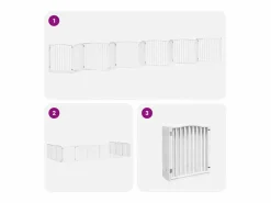 Clicnbuy Puerta de perros plegable 12 paneles madera álamo blanca 960 cm