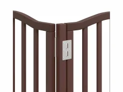 New Puerta de perros plegable 15 paneles madera álamo marrón 750 cm Seguridad Para Mascotas