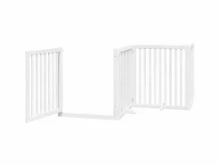Clicnbuy Puerta de perros plegable 6 paneles madera álamo blanca 480 cm
