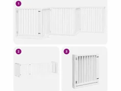 Clicnbuy Puerta de perros plegable 6 paneles madera álamo blanca 480 cm
