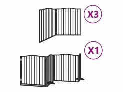 Clicnbuy Puerta de perros plegable 10 paneles madera álamo negra 800 cm
