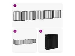 Clicnbuy Puerta de perros plegable 10 paneles madera álamo negra 800 cm
