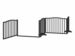 Clicnbuy Puerta de perros plegable 12 paneles madera álamo negra 960 cm
