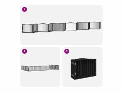 Clicnbuy Puerta de perros plegable 12 paneles madera álamo negra 960 cm