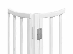 Outlet Puerta de perros plegable 6 paneles madera álamo blanca 480 cm Seguridad Para Mascotas