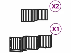 Discount Clicnbuy Puerta de perros plegable 12 paneles madera álamo negra 600 cm Negro