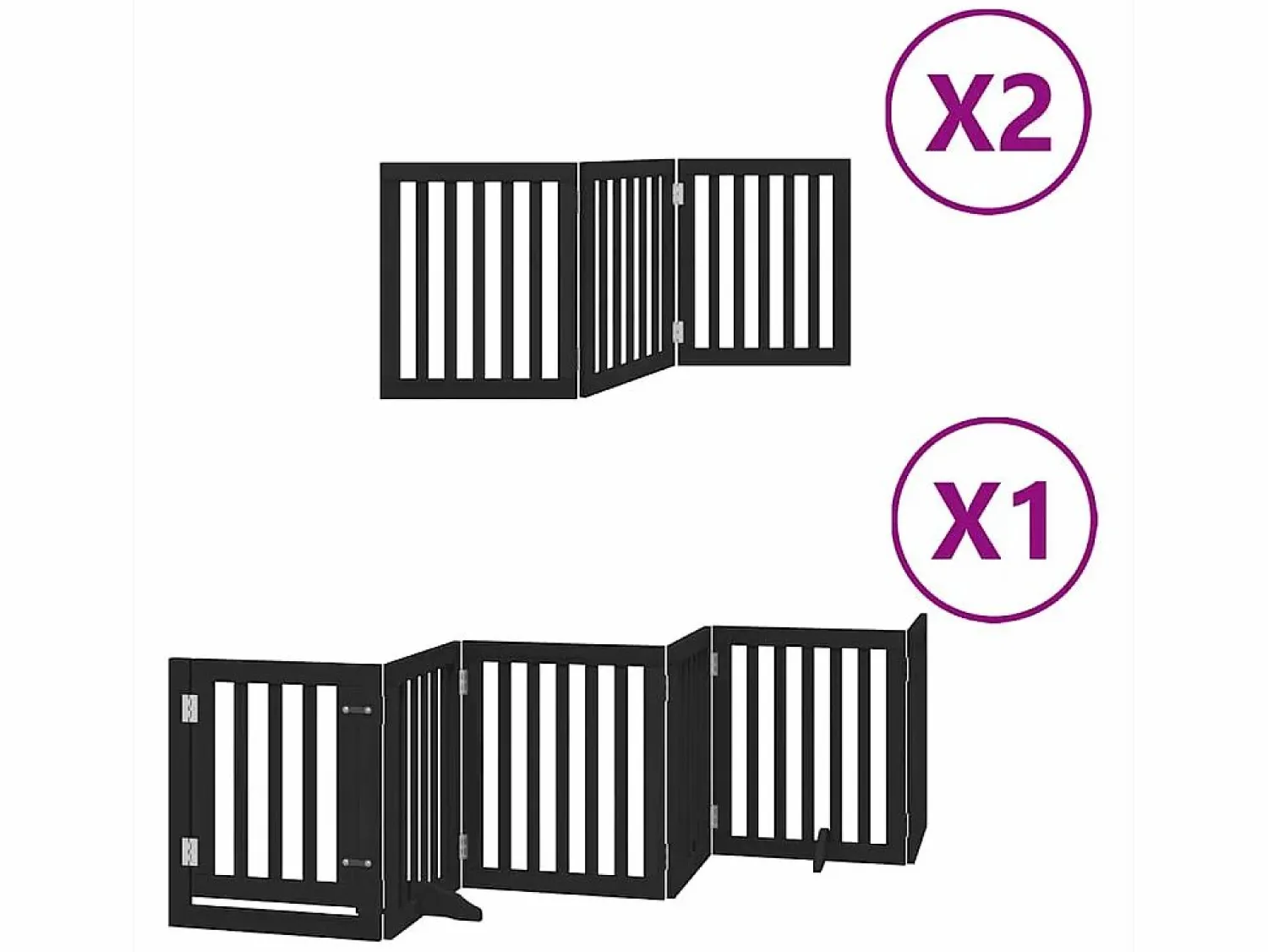 Discount Clicnbuy Puerta de perros plegable 12 paneles madera álamo negra 600 cm Negro