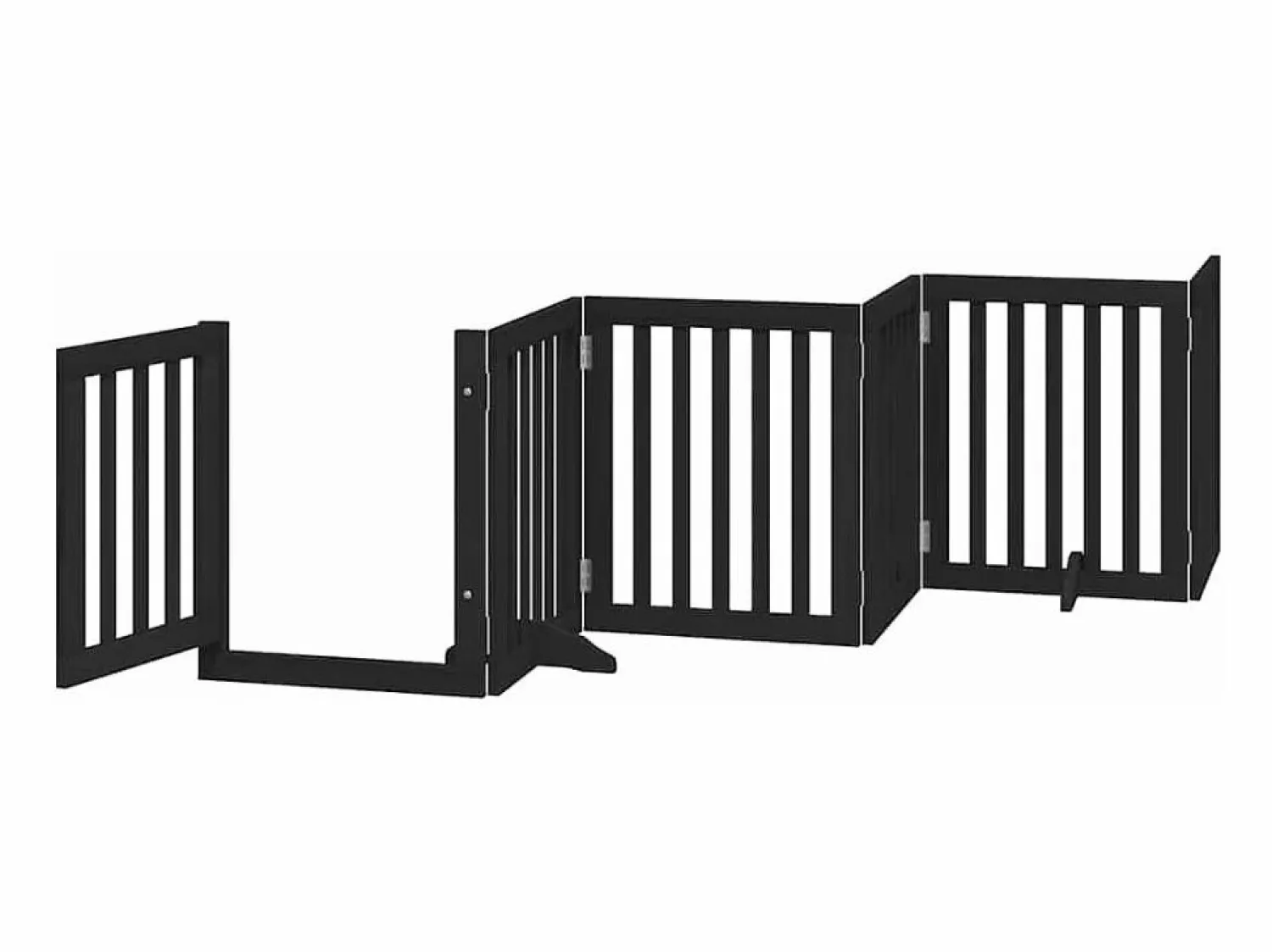 Discount Clicnbuy Puerta de perros plegable 12 paneles madera álamo negra 600 cm Negro