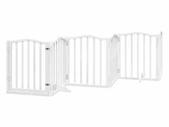 Puerta de perros plegable 15 paneles madera álamo blanca 750 cm Seguridad Para Mascotas