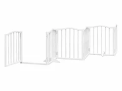 Puerta de perros plegable 15 paneles madera álamo blanca 750 cm Seguridad Para Mascotas