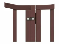 Outlet Clicnbuy Puerta de perros plegable 9 paneles madera álamo marrón 450 cm Marru00f3n