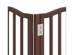 Outlet Clicnbuy Puerta de perros plegable 9 paneles madera álamo marrón 450 cm Marru00f3n