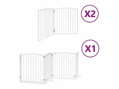Discount Clicnbuy Puerta de perros plegable 8 paneles madera álamo blanca 640 cm Blanco