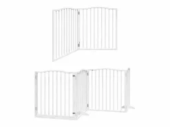 Discount Clicnbuy Puerta de perros plegable 8 paneles madera álamo blanca 640 cm Blanco