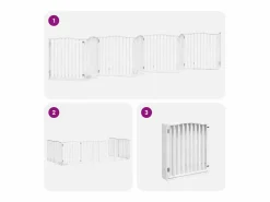 Discount Clicnbuy Puerta de perros plegable 8 paneles madera álamo blanca 640 cm Blanco